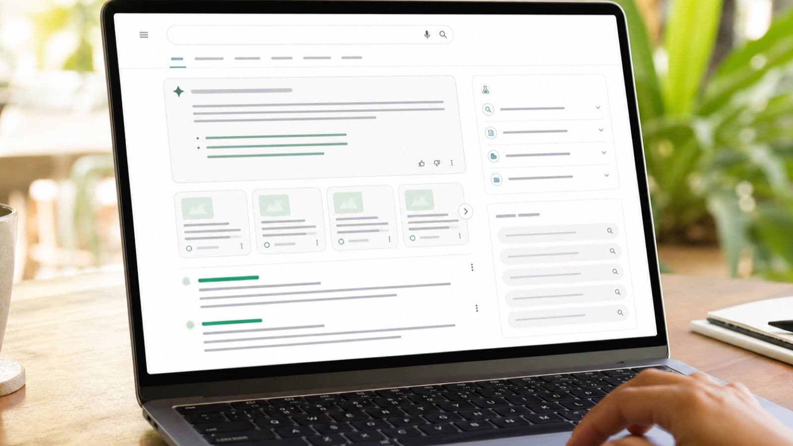 Écran de recherche affichant une réponse générée par intelligence artificielle avec ses sources